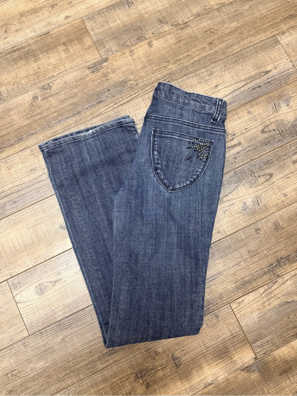 Women’s Dark Wash Boot Cut Jeans with Stud Accent